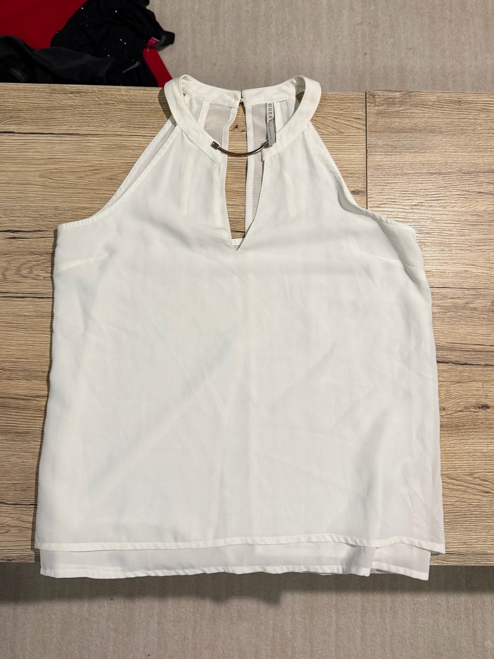 Guess White Halter Camisole with Gold Ring Detail